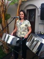 Abby Savell on tenor pan and vocals in Long Beach